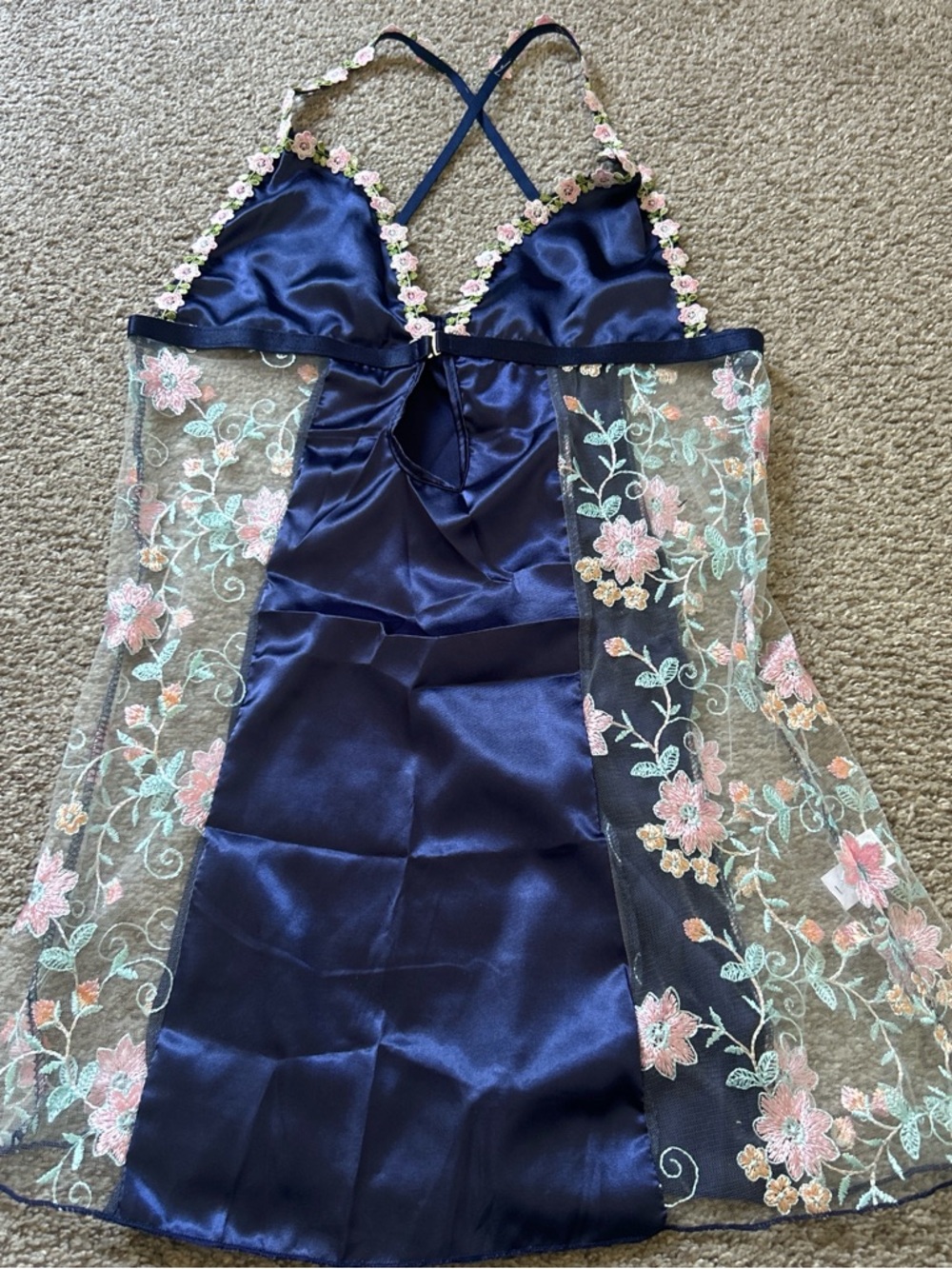 Navy Floral Lace Chemise